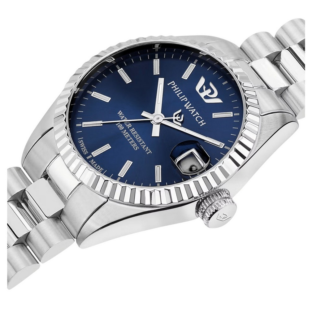 Philip Watch Swiss Made Caribe Urban Stainless Steel Blue Sunray Dial Quartz R8253597590 100M Women's Watch