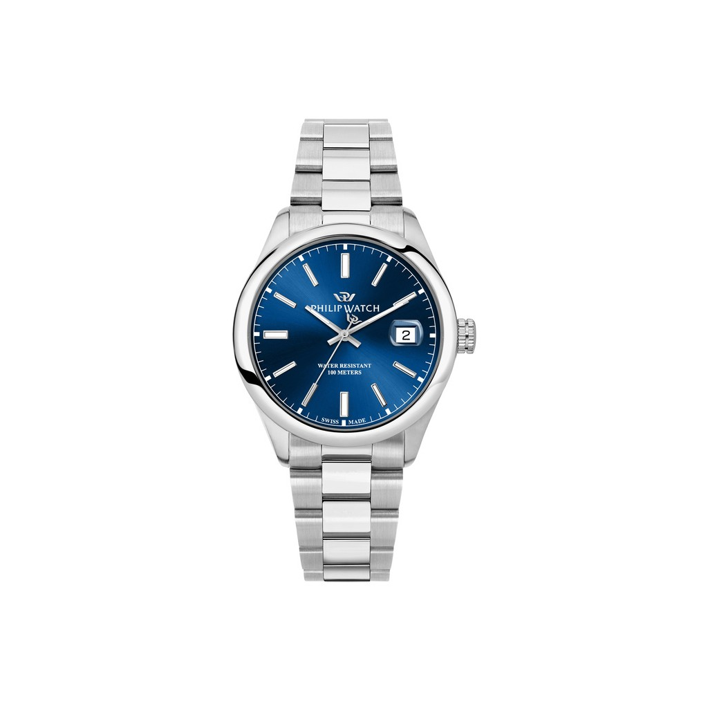 Philip Watch Swiss Made Caribe Urban Stainless Steel Blue Sunray Dial Quartz R8253597644 100M Men's Watch