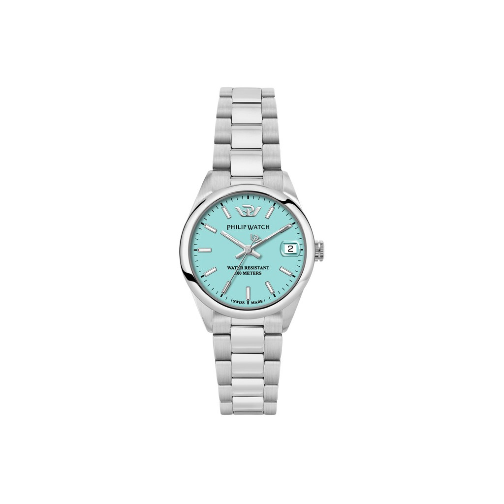Philip Watch Swiss Made Caribe Urban Stainless Steel Turquoise Dial Quartz R8253597645 100M Women's Watch