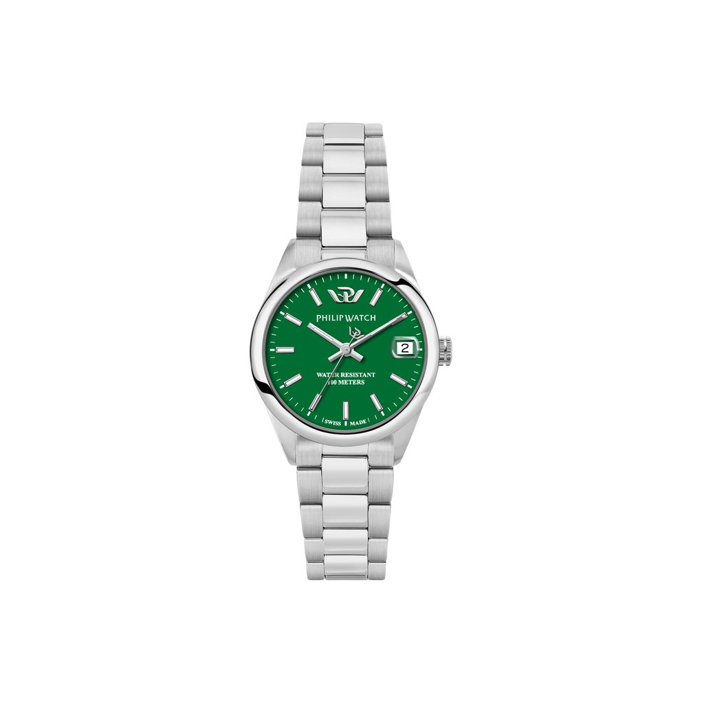 Philip Watch Swiss Made Caribe Urban Stainless Steel Green Dial Quartz R8253597647 100M Men's Watch