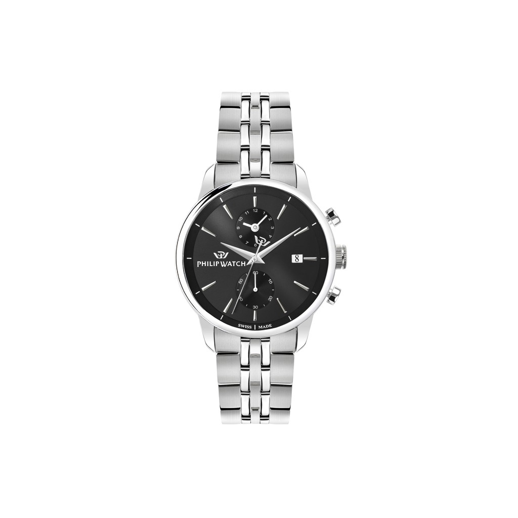 Philip Watch Swiss Made Anniversary Chronograph Stainless Steel Black Dial Quartz R8273650002 100M Men's Watch