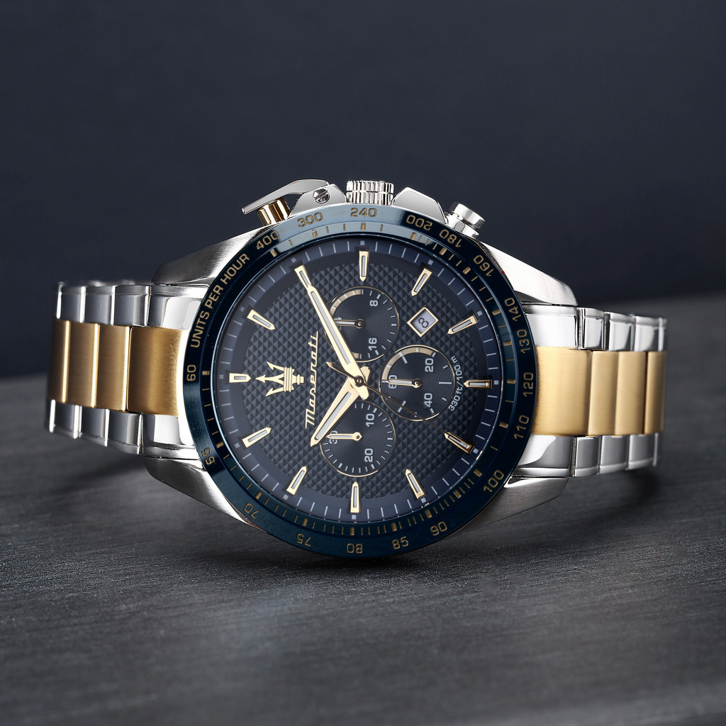 Montre Homme Maserati Traguardo Limited Edition - Chronographe Quartz, Boîtier Acier/or, étanche 10ATM