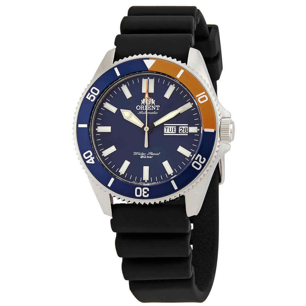 Relógio masculino orient azul com mostrador de silicone RA-AA0916L19B 200M automático