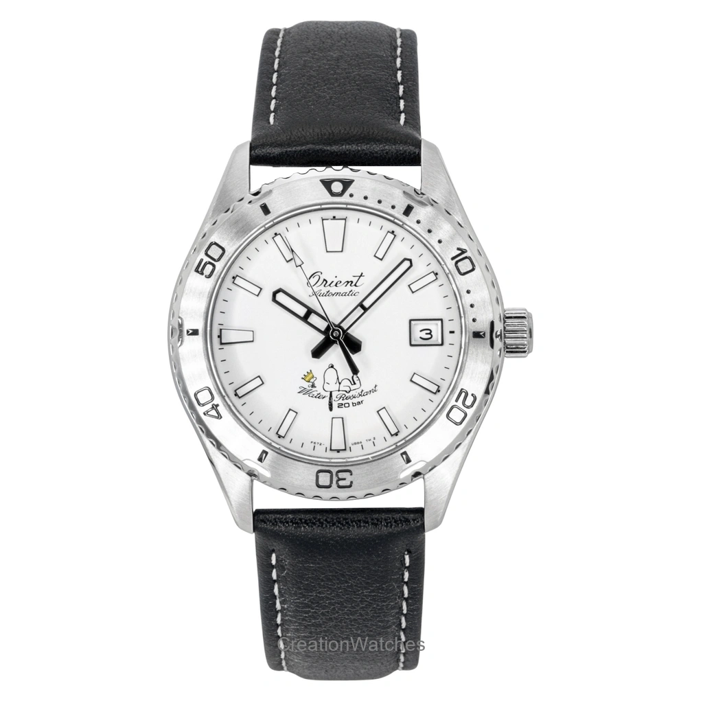 Orient Mako 40 Peanuts Limited Edition Leather Strap White Dial