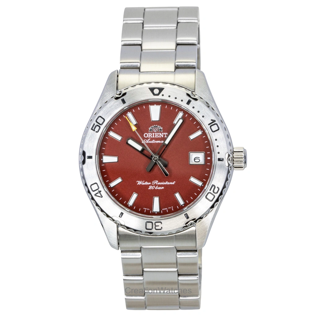 Orient Mako ステンレススチール 赤文字盤 自動巻き ダイバーズ RA-AC0Q09R 200m防水 メンズ腕時計
