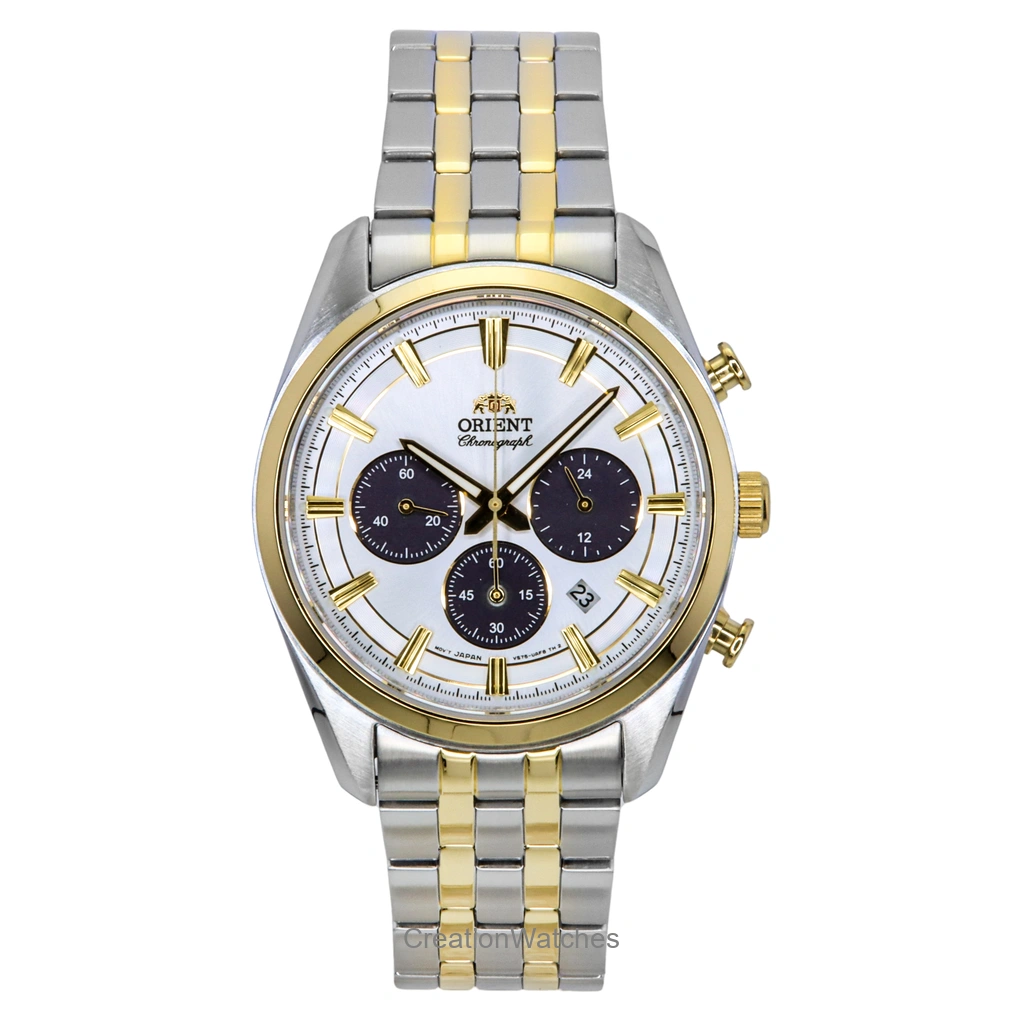 Orient Contemporary クロノグラフ Two Tone ステンレススチール 白文字盤 クォーツ RA-TX0302S メンズ腕時計
