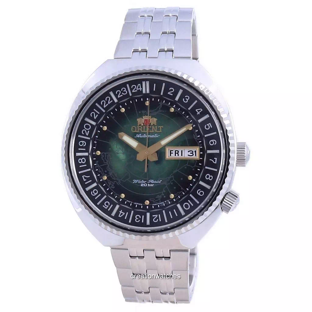 再生品 Orient World Map Revival ステンレススチール 自動巻き ダイバーズ RA-AA0E02E19B RA-AA0E02E39B 200m防水 メンズ腕時計