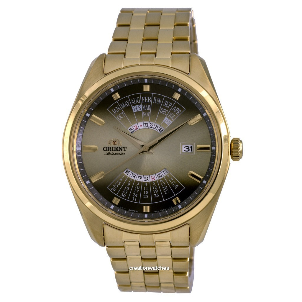 再生品 Orient Contemporary Multi Year Calendar Gold Tone Dial 自動巻き RA-BA0001G10B メンズ腕時計