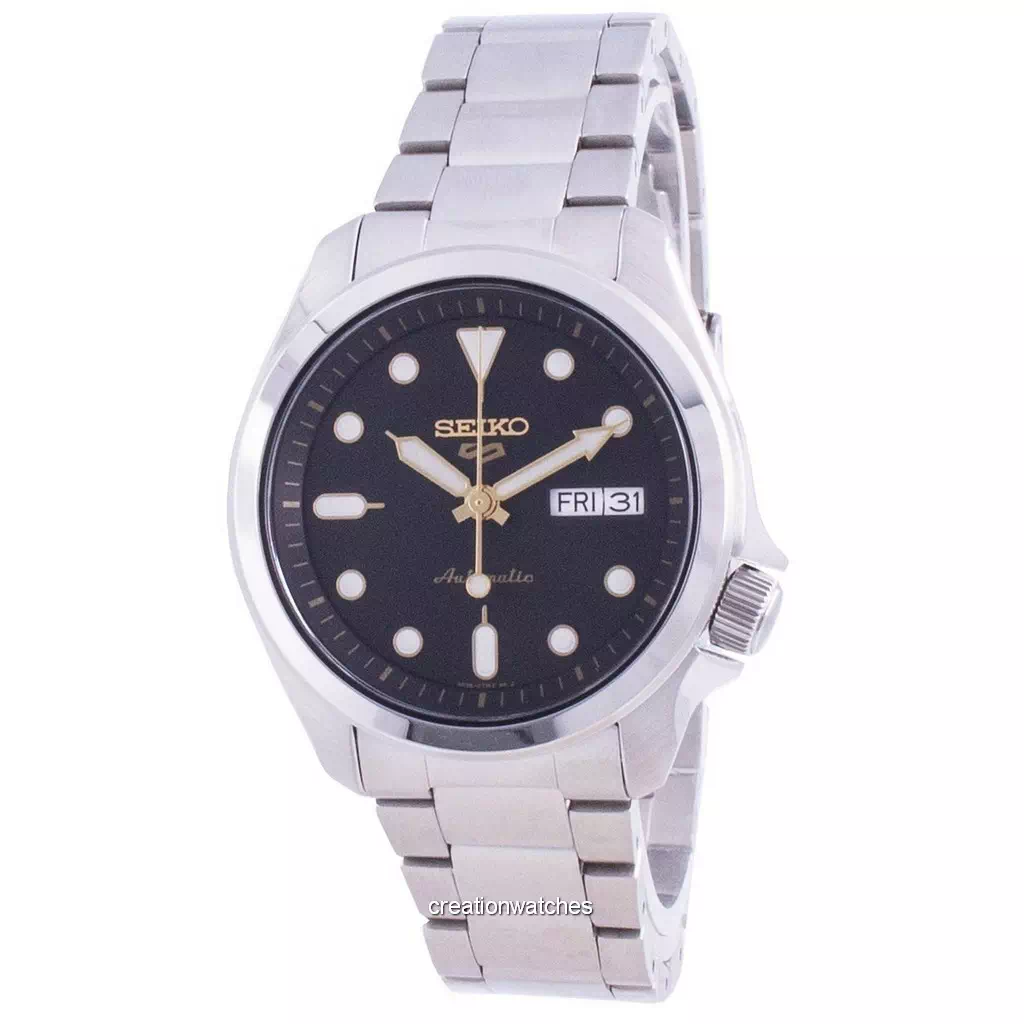 再生品 Seiko 5 Sports 黒文字盤 自動巻き SRPE57 SRPE57K1 SRPE57K 100m防水 メンズ腕時計