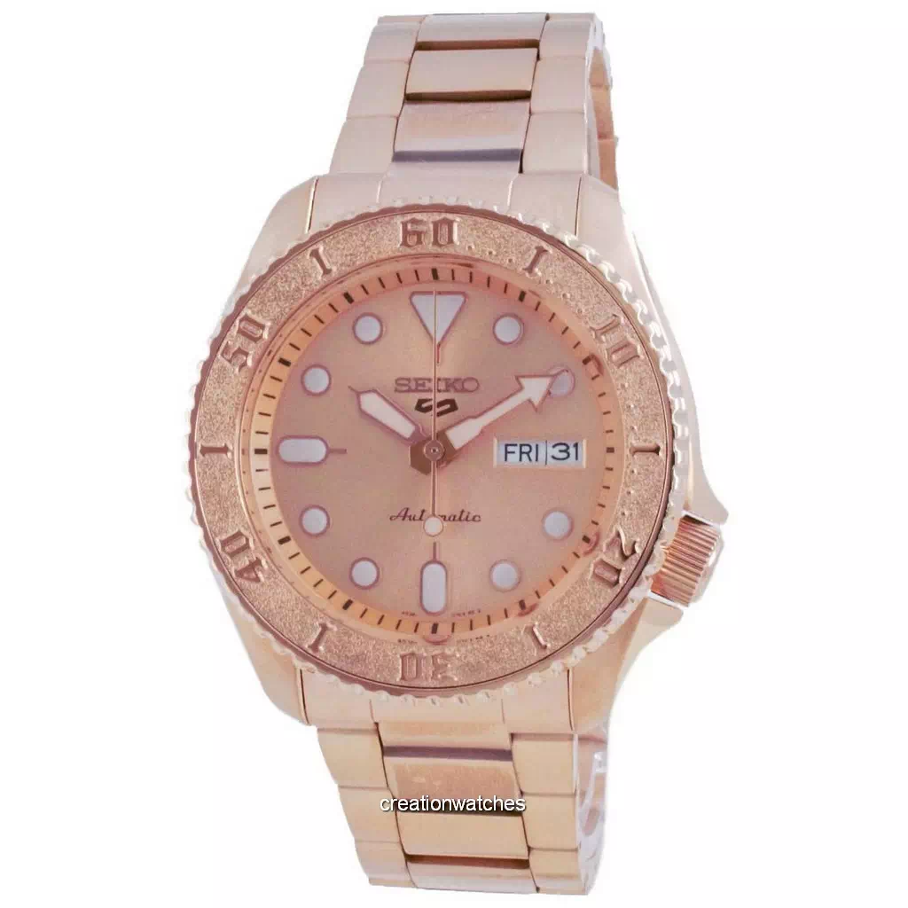 再生品 Seiko 5 Sports Rose Gold Tone 自動巻き SRPE72 SRPE72K1 SRPE72K 100m防水 Men's watch