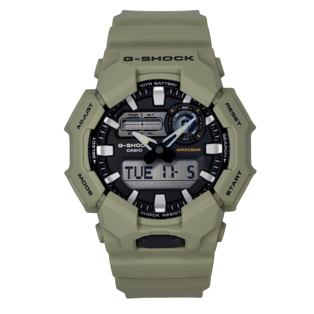 再生品 Casio G-SHOCK アナログデジタル バイオベース 樹脂ベルト 黒文字盤 クォーツ GA-010-5A 200m防水 メンズ腕時計