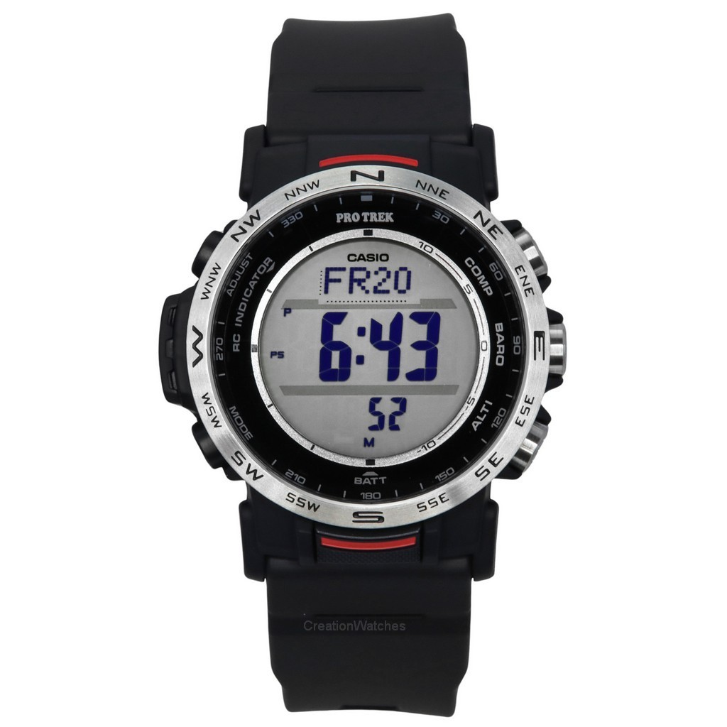 再生品 Casio PRO TREK Climber Line デジタル Bio Based 樹脂ベルト Tough ソーラー PRW-35-1A 100m防水 メンズ腕時計
