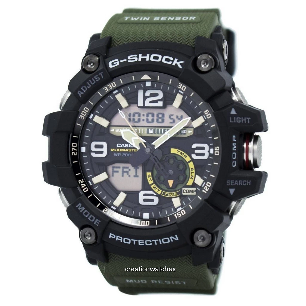 再生品 Casio G-SHOCK Mudmaster アナログデジタル Twin Sensor GG-1000-1A3 GG1000-1A3 メンズ腕時計