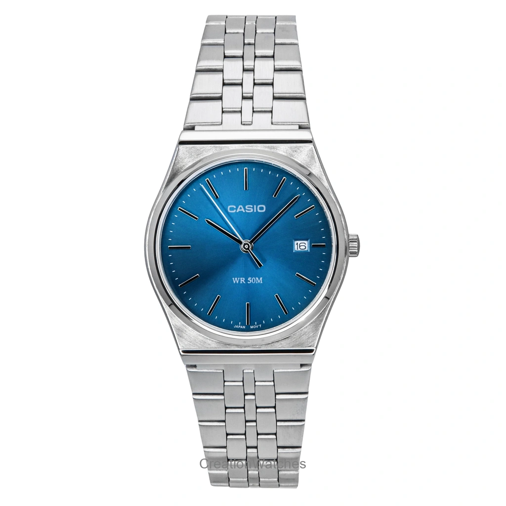 再生品 Casio Standard アナログ ステンレススチール 青文字盤 クォーツ MTP-B145D-2A2 メンズ腕時計