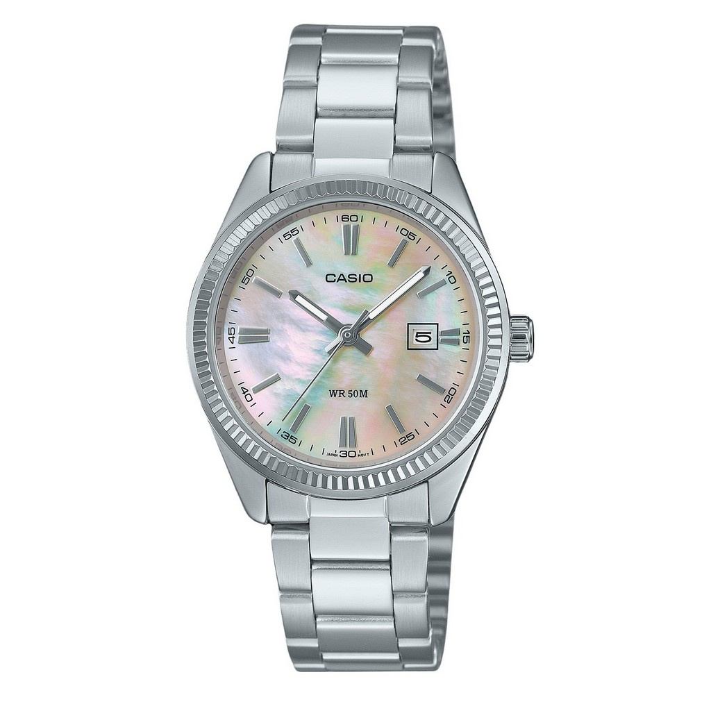 再生品 Casio Standard アナログ ステンレススチール Mother Of Pearl Dial クォーツ LTP-1302DS-4AV レディース腕時計