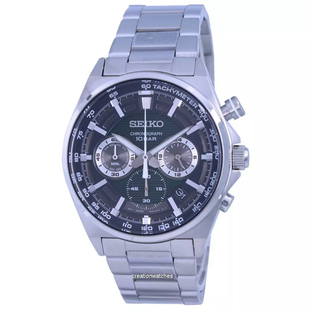 再生品 Seiko Discover More クロノグラフ 緑文字盤 クォーツ SSB405 SSB405P1 SSB405P 100m防水 メンズ腕時計