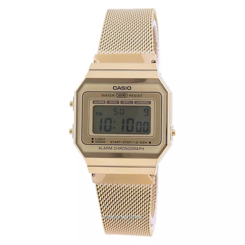 再生品 Casio Youth ビンテージ Gold Tone ステンレススチール デジタル A700WMG-9A ユニセックス腕時計