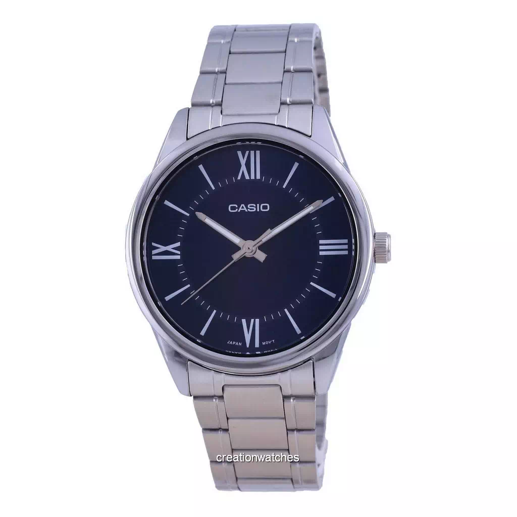 再生品 Casio 青文字盤 ステンレススチール アナログ クォーツ MTP-V005D-2B5 MTPV005D-2 メンズ腕時計