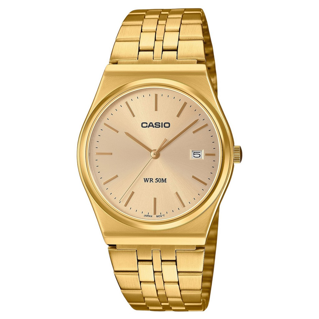 再生品 Casio Standard アナログ Gold Tone ステンレススチール Gold Dial クォーツ MTP-B145G-9AV ユニセックス腕時計