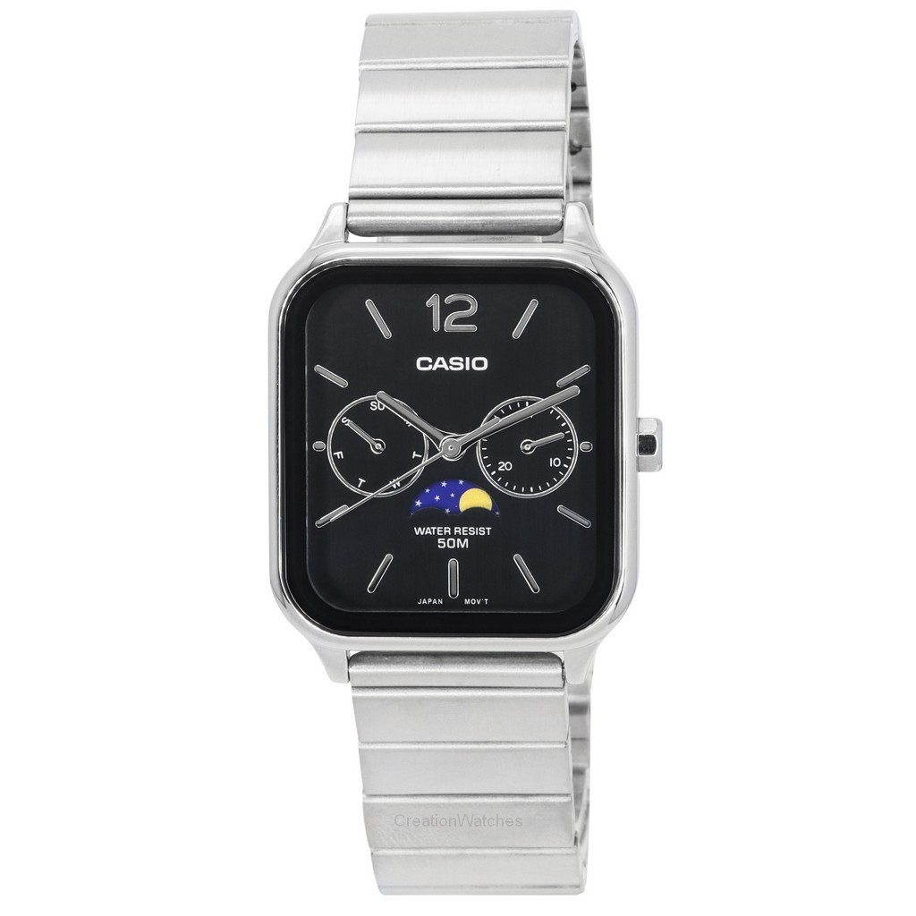 再生品 Casio Standard アナログ Moon Phase 黒文字盤 クォーツ MTP-M305D-1A メンズ腕時計