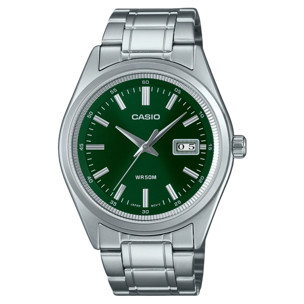 再生品 Casio Standard アナログ ステンレススチール 緑文字盤 クォーツ MTP-B180D-3AV メンズ腕時計