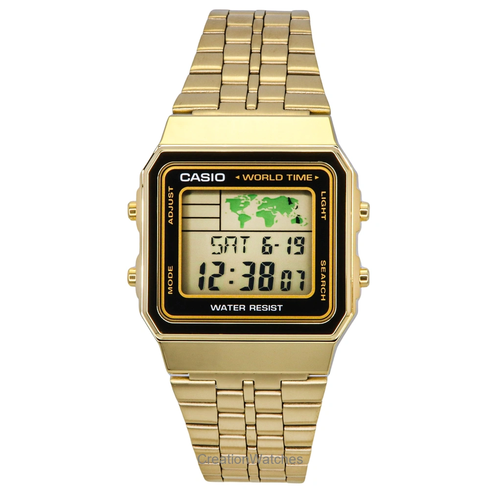 再生品 Casio デジタル ステンレススチール World Time A500WGA-1DF A500WGA-1 メンズ腕時計
