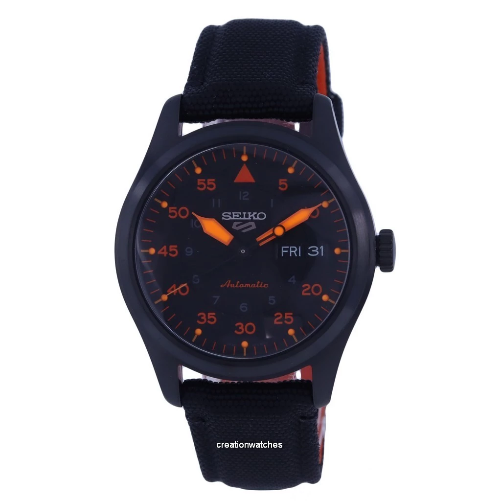 再生品 Seiko 5 Sports Flieger Nylon 黒文字盤 自動巻き SRPH33K1 100m防水 メンズ腕時計