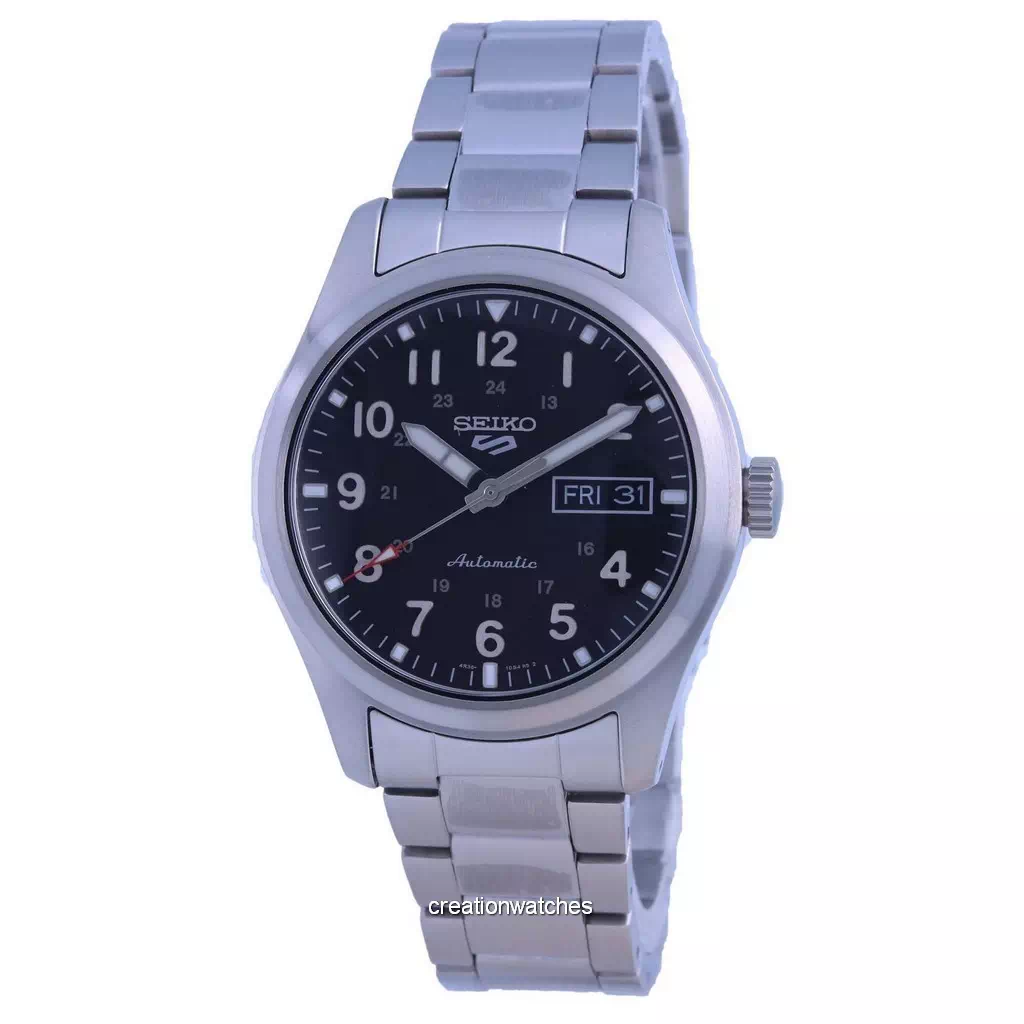 再生品 Seiko 5 Sports Field 黒文字盤 自動巻き SRPG27 SRPG27K1 SRPG27K 100m防水 メンズ腕時計