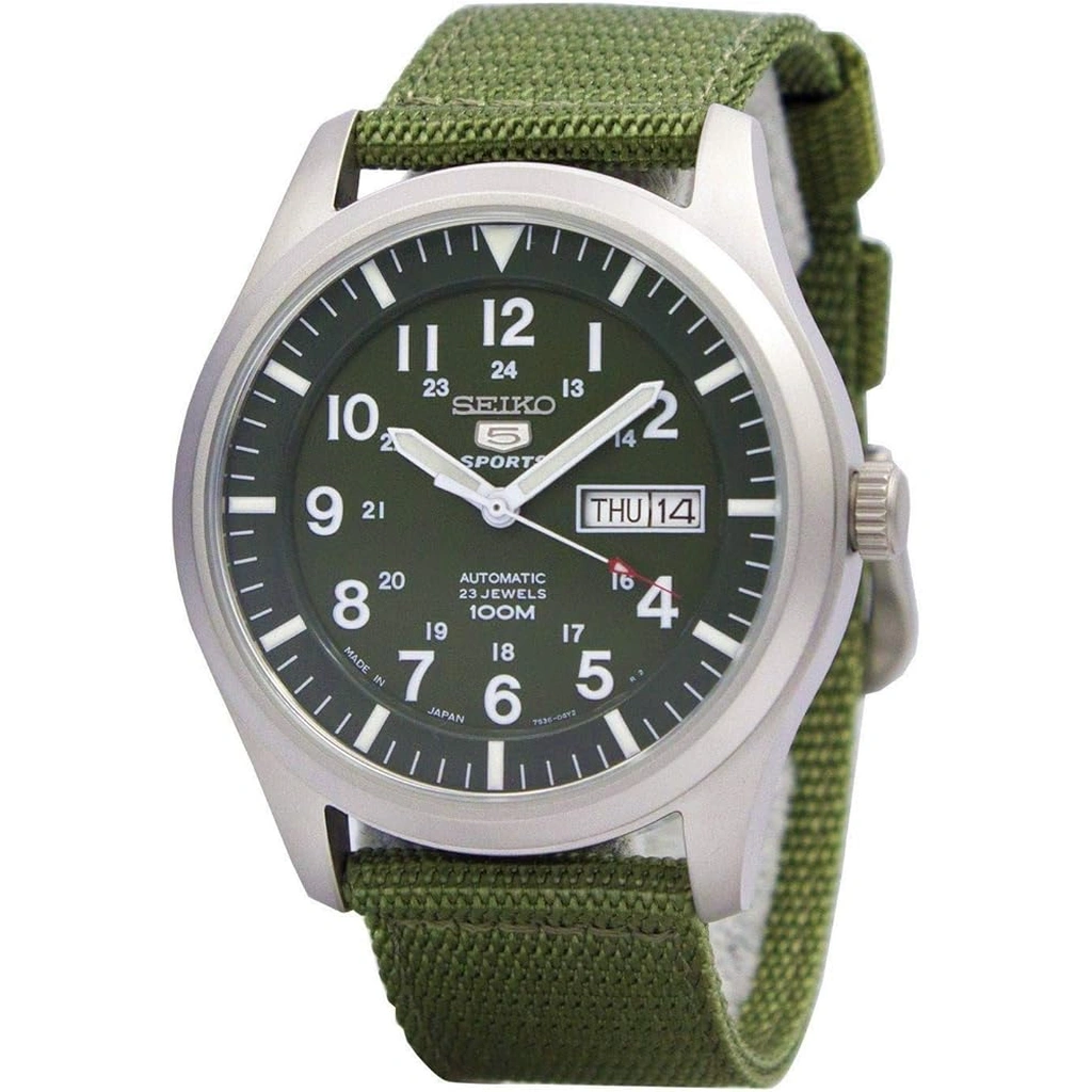 再生品 Seiko 5 Military 自動巻き Sports Japan Made SNZG09 SNZG09J1 SNZG09J メンズ腕時計