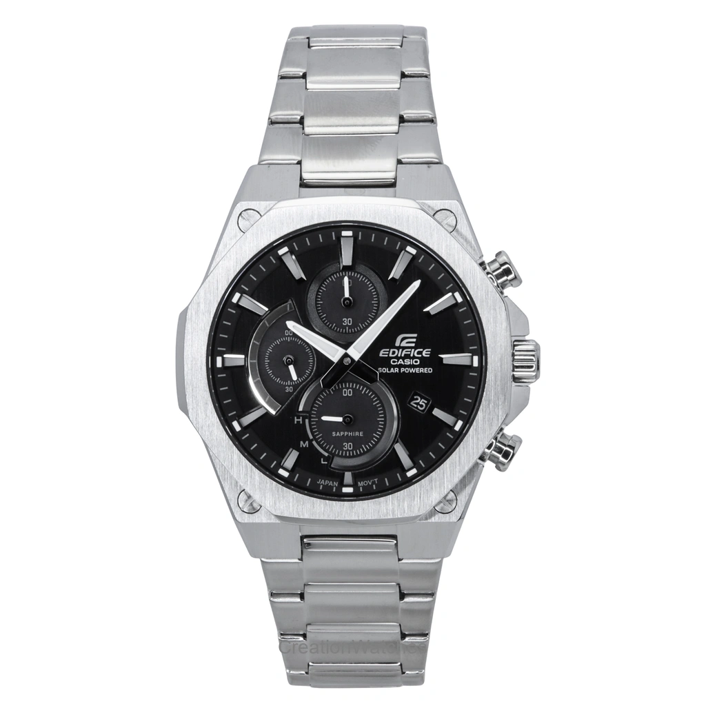 再生品 Casio Edifice Slim Line クロノグラフ アナログ ソーラー EFS-S570D-1A EFSS570D-1 100m防水 メンズ腕時計