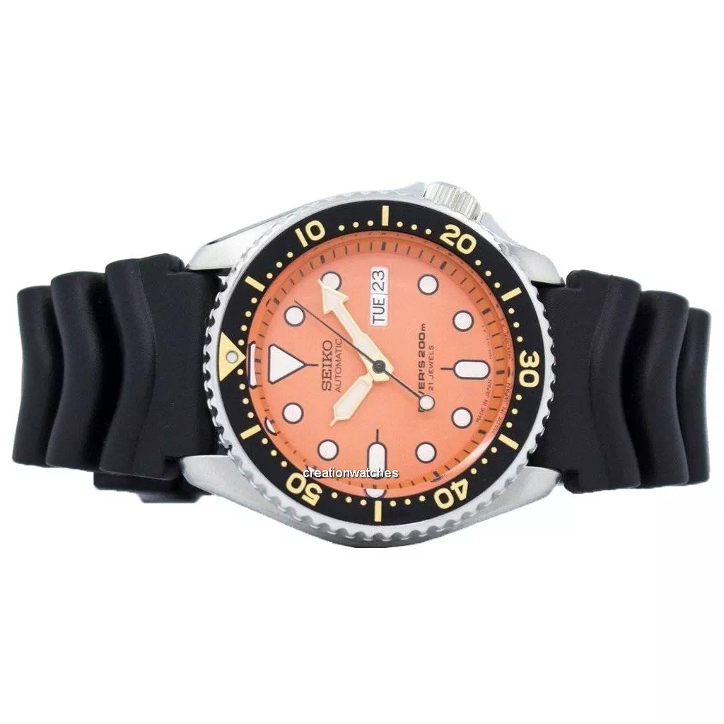 Refurbished Seiko automatic divers 200M orange dial watch