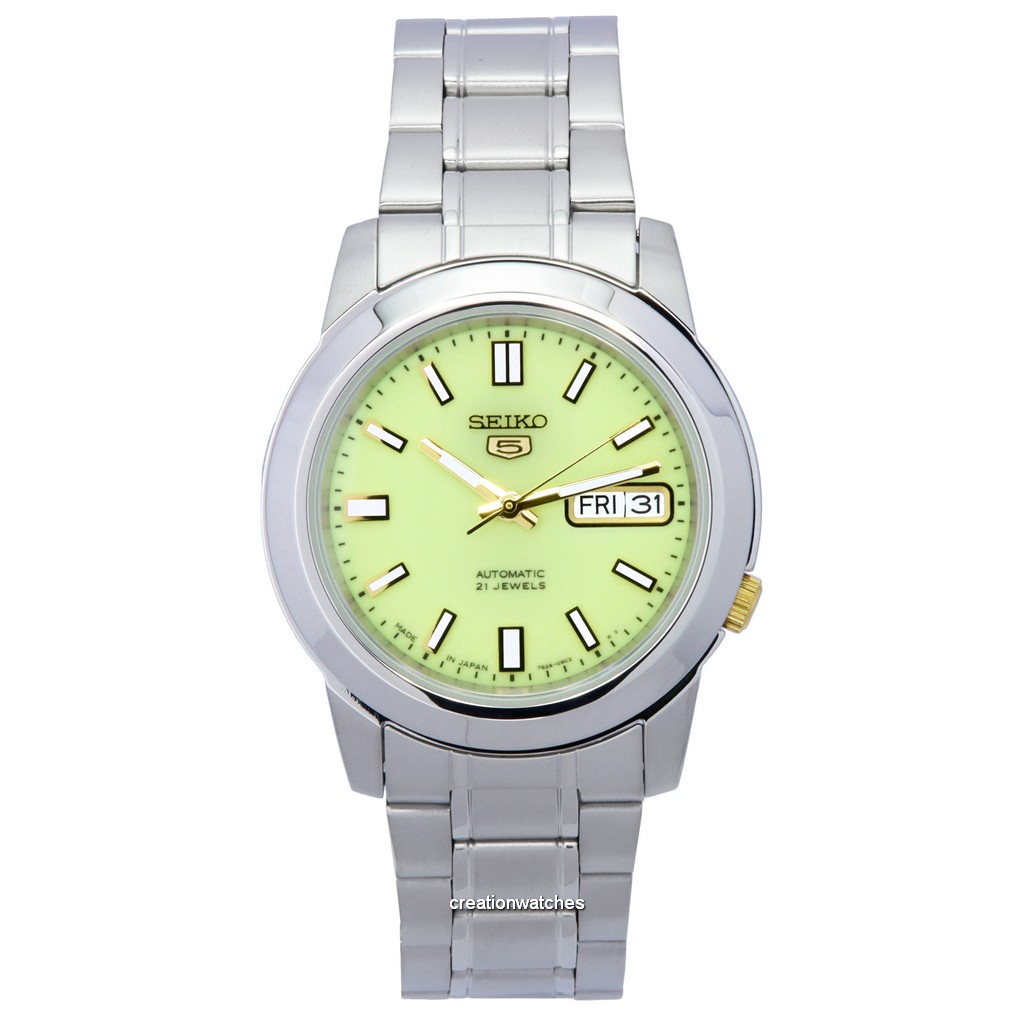 再生品 Seiko 5 ステンレススチール 緑文字盤 自動巻き SNKK19 SNKK19J1 SNKK19J メンズ腕時計