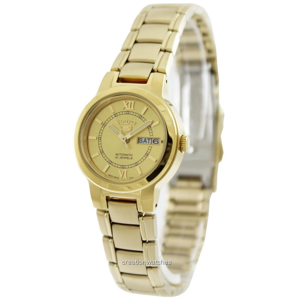 再生品 Seiko 5 自動巻き 21 Jewels SYME58 SYME58K1 SYME58K レディース腕時計