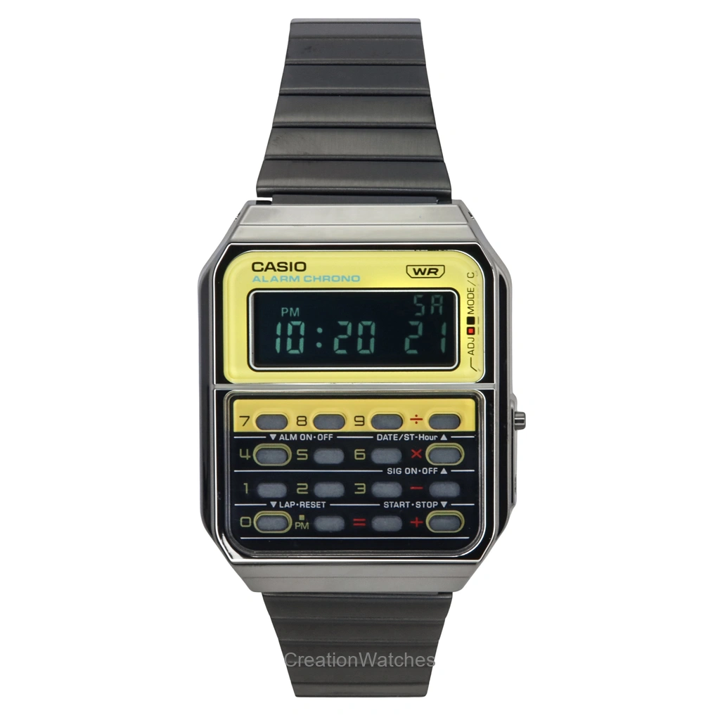 再生品 Casio ビンテージ Heritage Colors デジタル ステンレススチール クォーツ CA-500WEGG-9B Unisex Calculator Watch