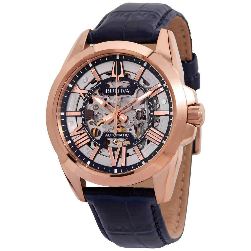 再生品 Bulova Sutton 自動巻き Skeleton Dial 97A161 100m防水 メンズ腕時計