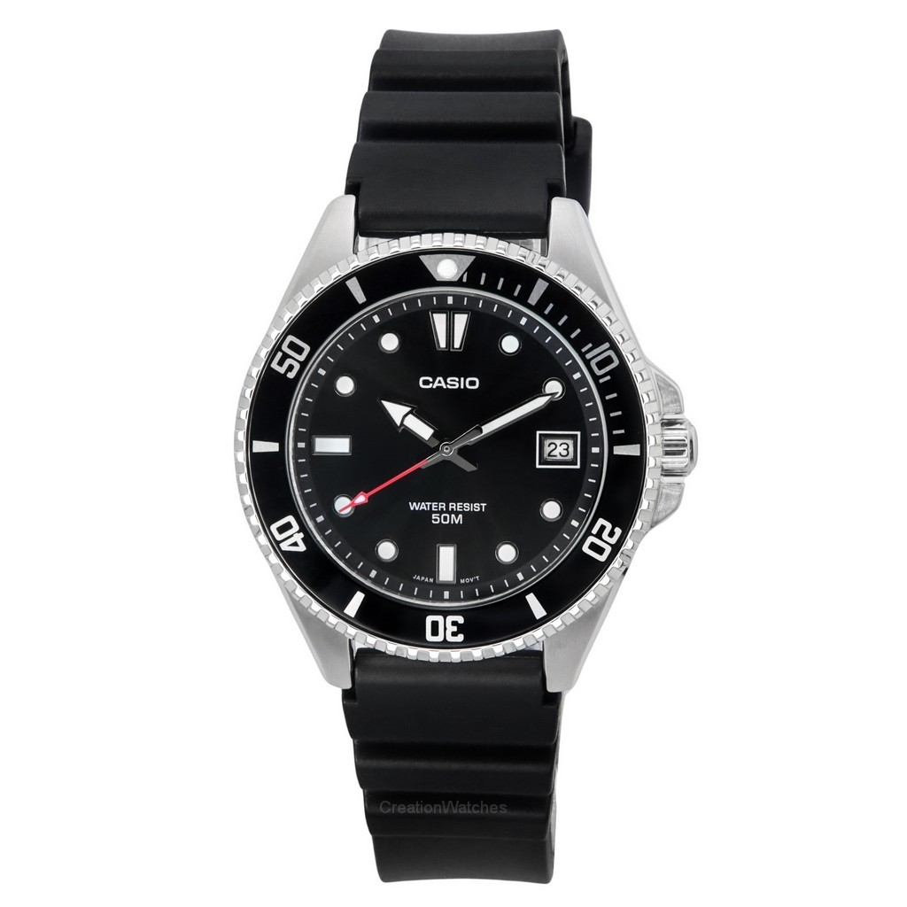 再生品 Casio Standard アナログ 樹脂ベルト 黒文字盤 クォーツ MDV-10-1A1 メンズ腕時計