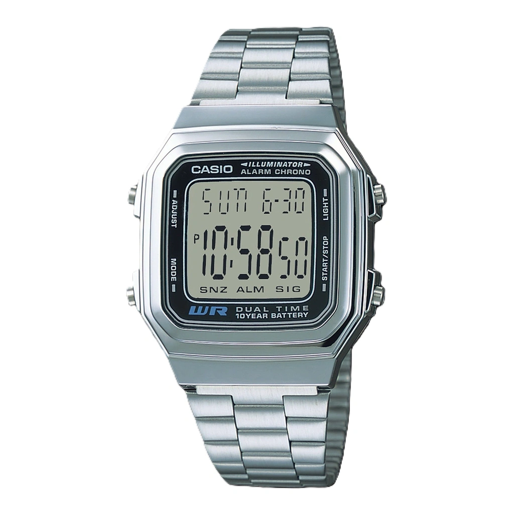 再生品 Casio デジタル ステンレススチール Alarm Chrono Dual Time A178WA-1ADF A178WA-1A メンズ腕時計