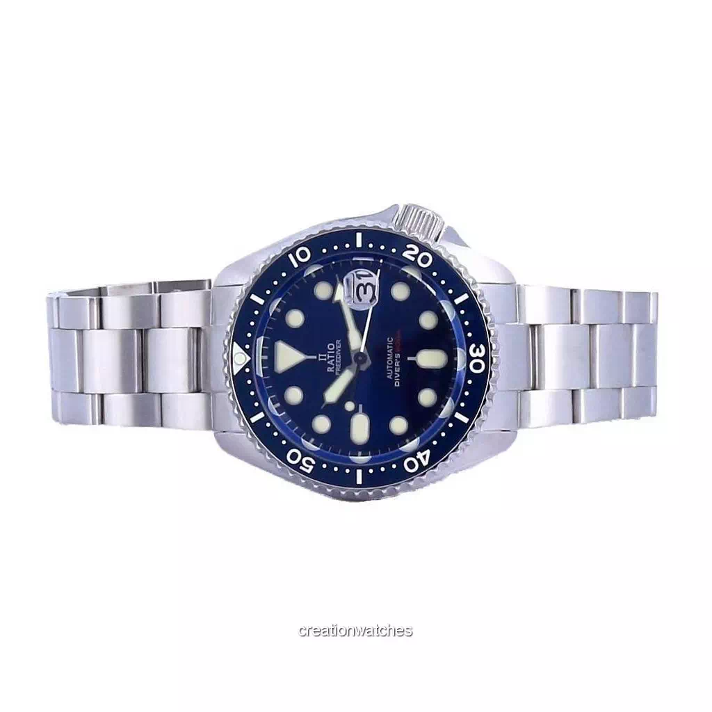 Ratio FreeDiver Blue Dial Sapphire Crystal Stainless Steel Automatic RTB202 200M Men's Watch