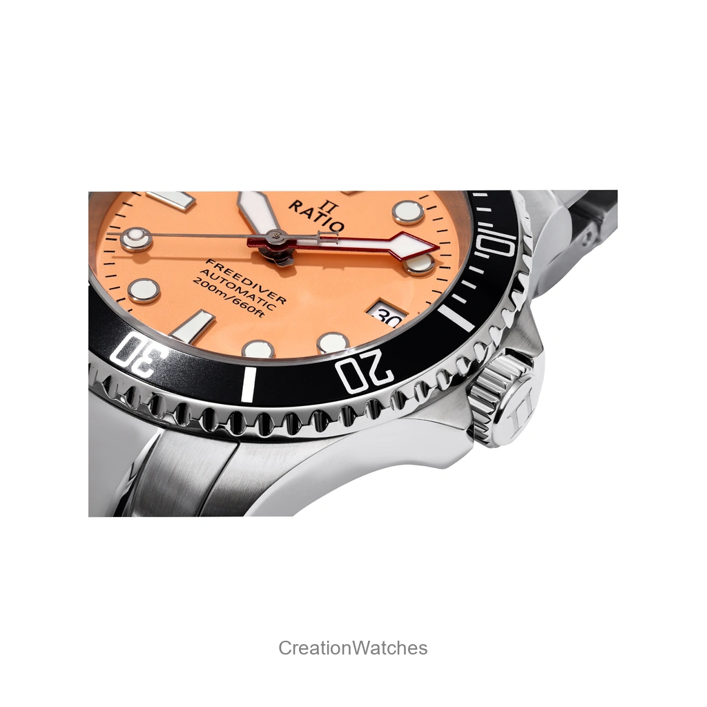 Ratio FreeDiver Sapphire Stainless Steel Salmon Dial Automatic