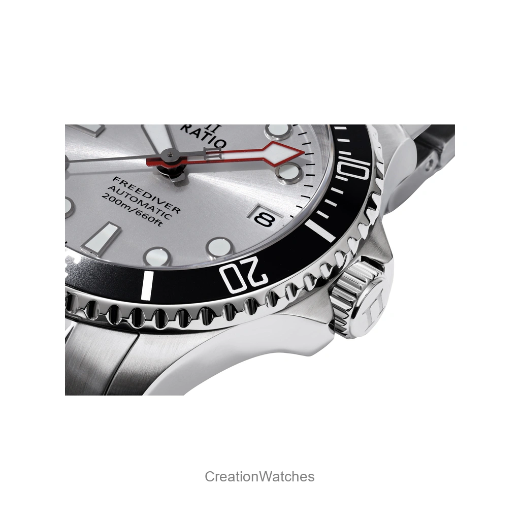 Ratio FreeDiver Sapphire Stainless Steel Silver Sunray Dial