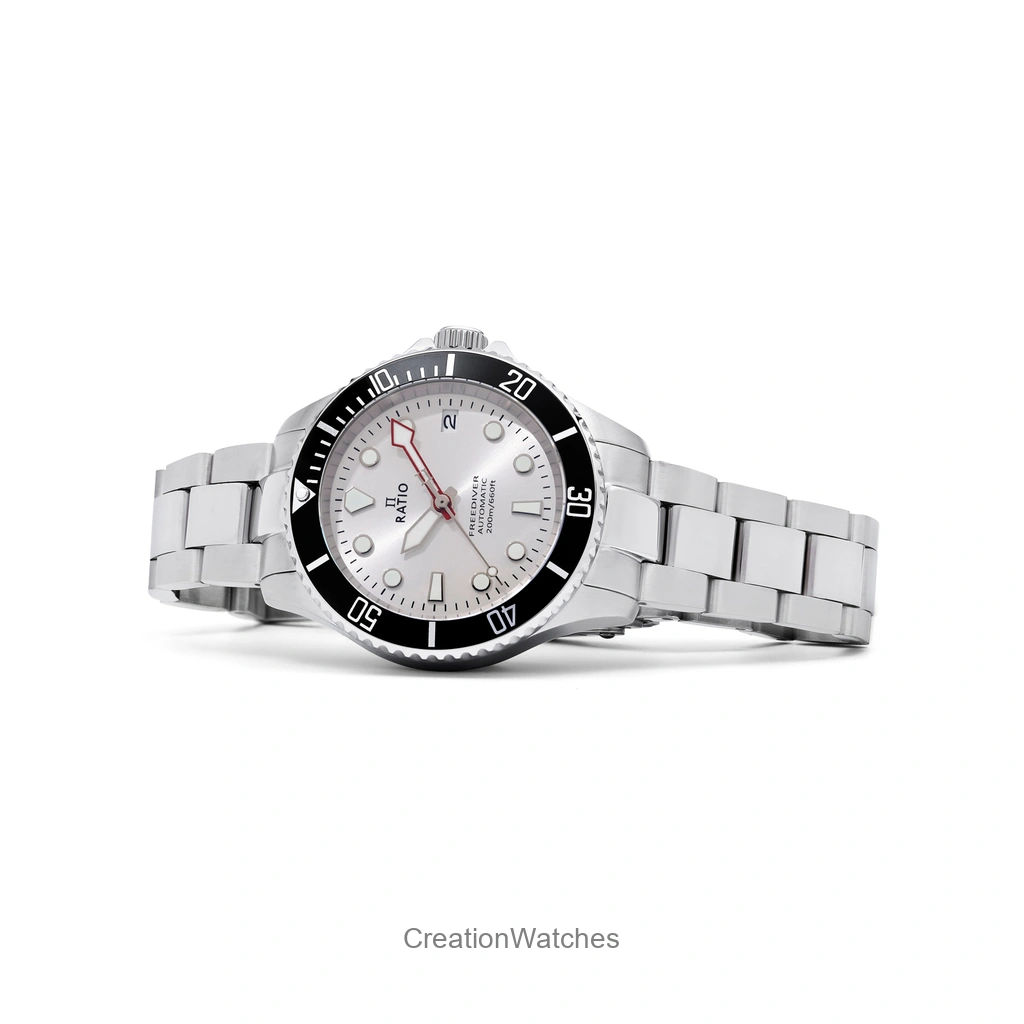 Ratio FreeDiver Sapphire Stainless Steel Silver Sunray Dial