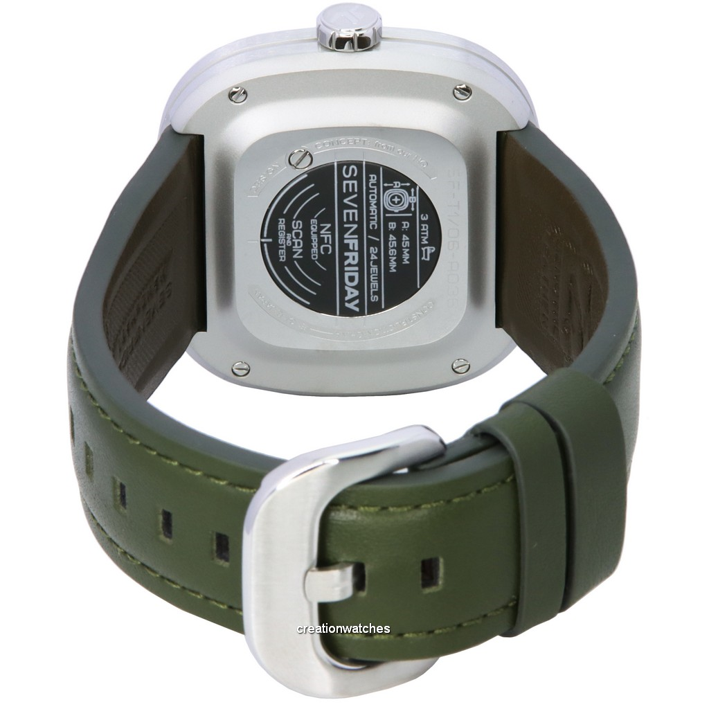 Sevenfriday T-Series Green-T Skeleton Dial Automatic T1/06 SF-T1-06 นาฬิกาข้อมือผู้ชาย