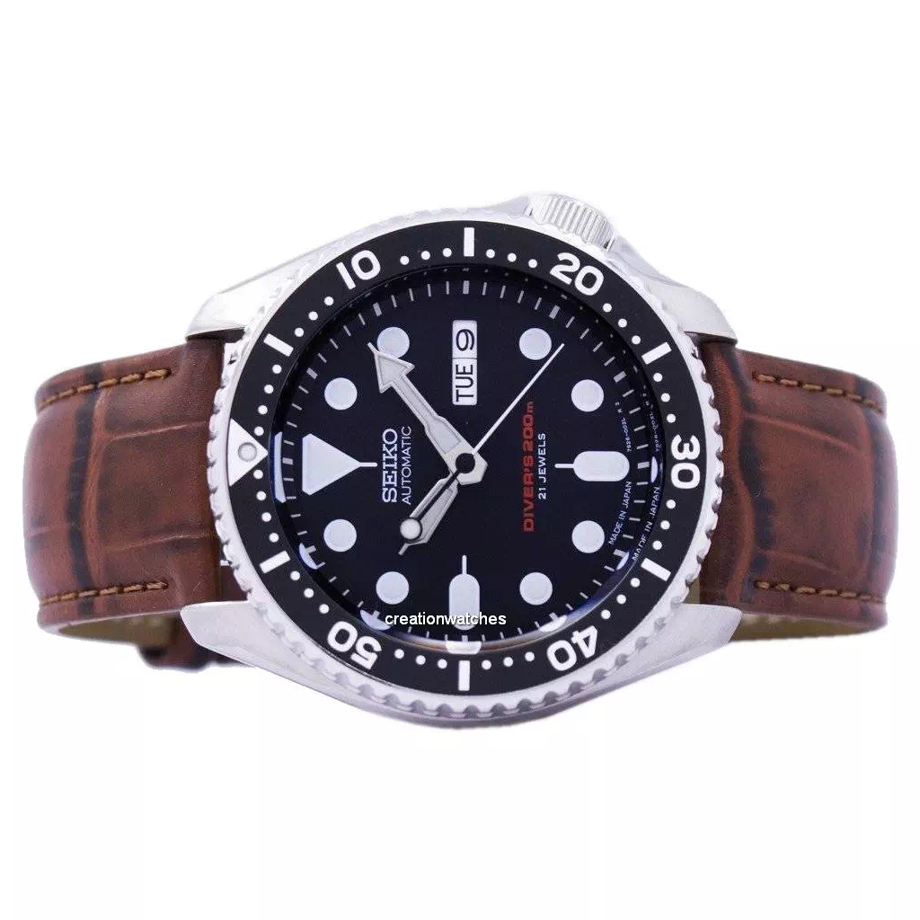 Seiko Automatic Diver's Brown Leather SKX007J1-var-LS7 200M Men's Watch