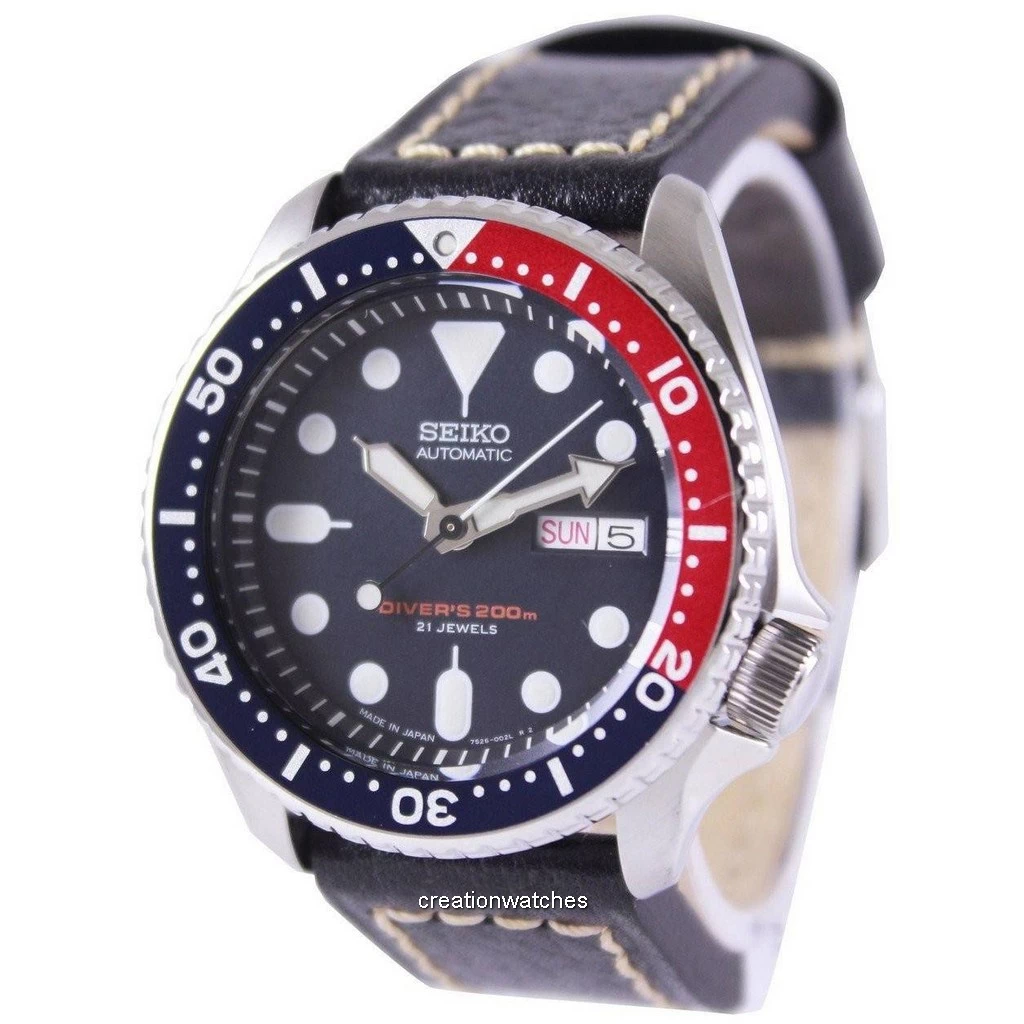 セイコー自動ダイバーズ比黒革 SKX009J1 LS2 200 M メンズ腕時計