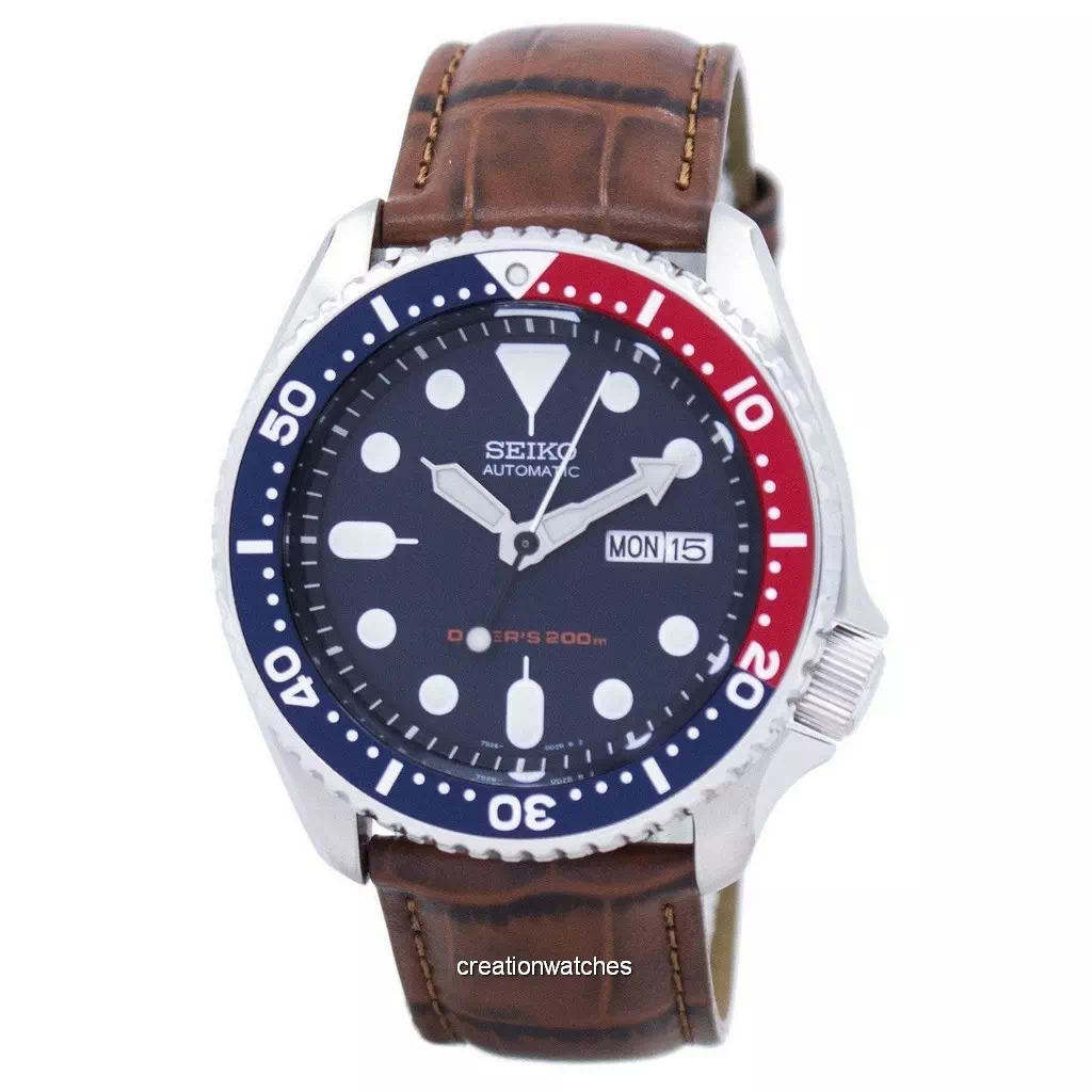 Seiko Automatic Diver's Brown Leather SKX009K1-var-LS7 200M Men's Watch