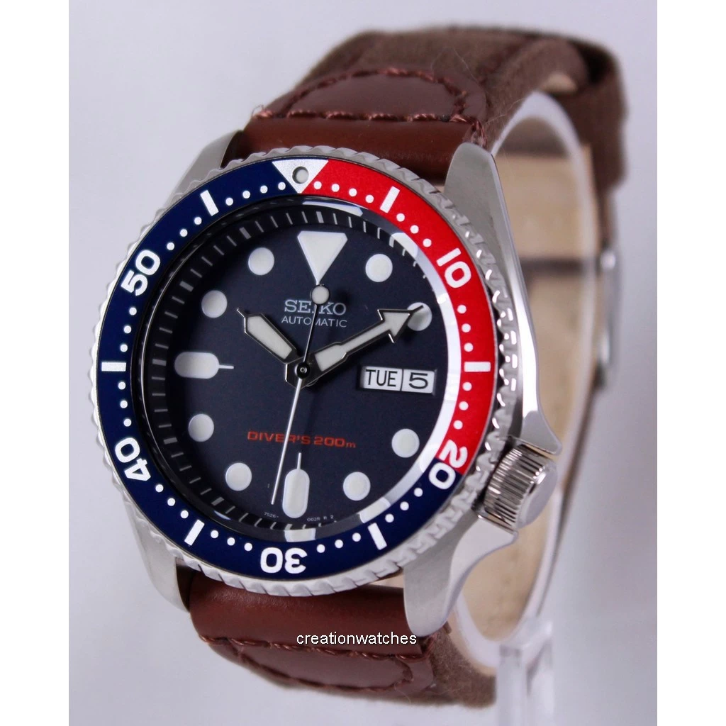 Seiko Automatic Diver's Canvas Strap SKX009K1-var-NS1 200M Men's Watch