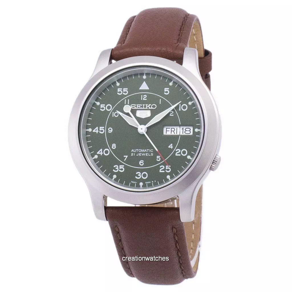 Seiko 5 Military SNK805K2-var-SS5 Automatic Brown Leather Strap Men's Watch