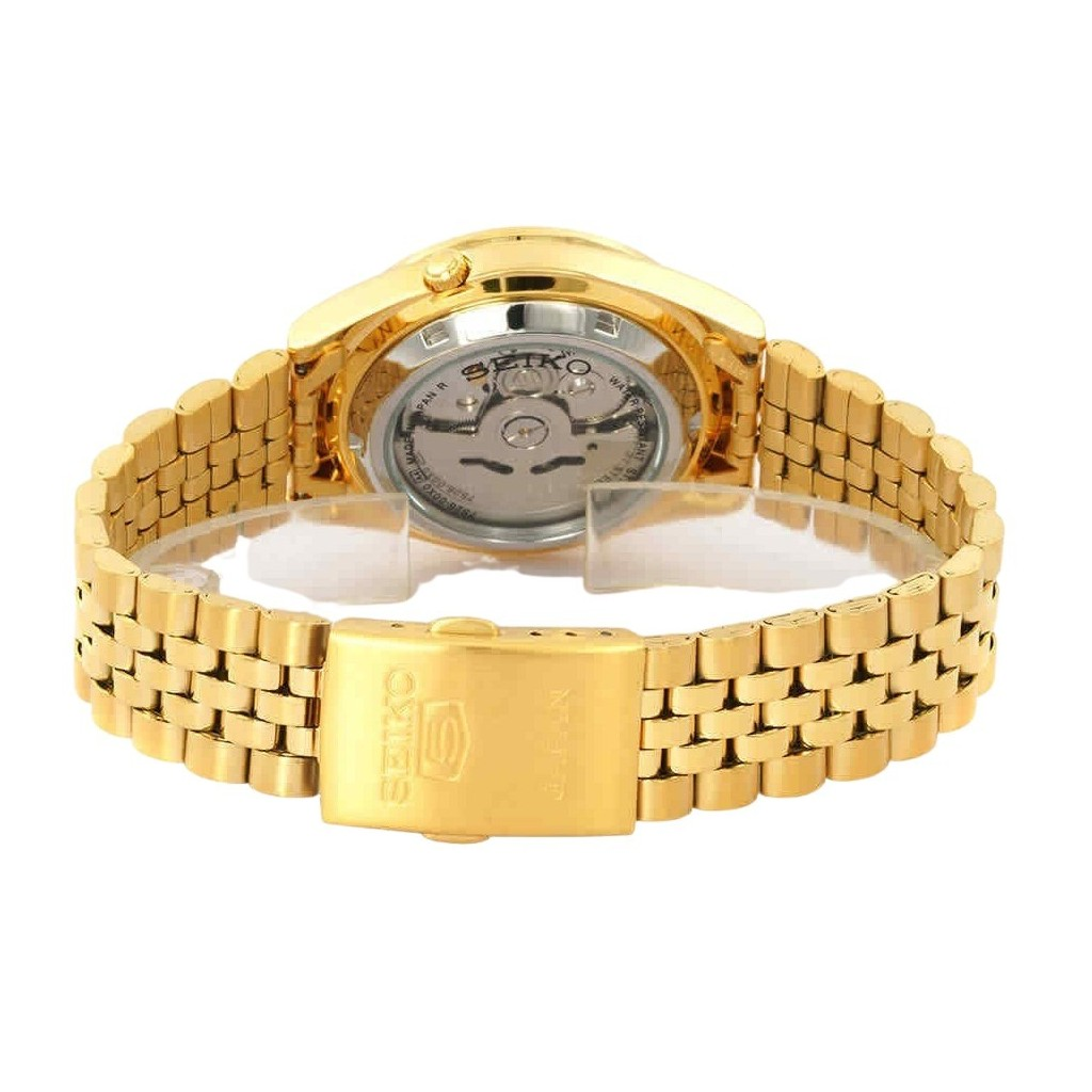 Seiko 5 Gold Tone Jubilee Bracelet Gold Dial 21 Jewels Automatic นาฬิกาข้อมือผู้ชาย SNKC12J1