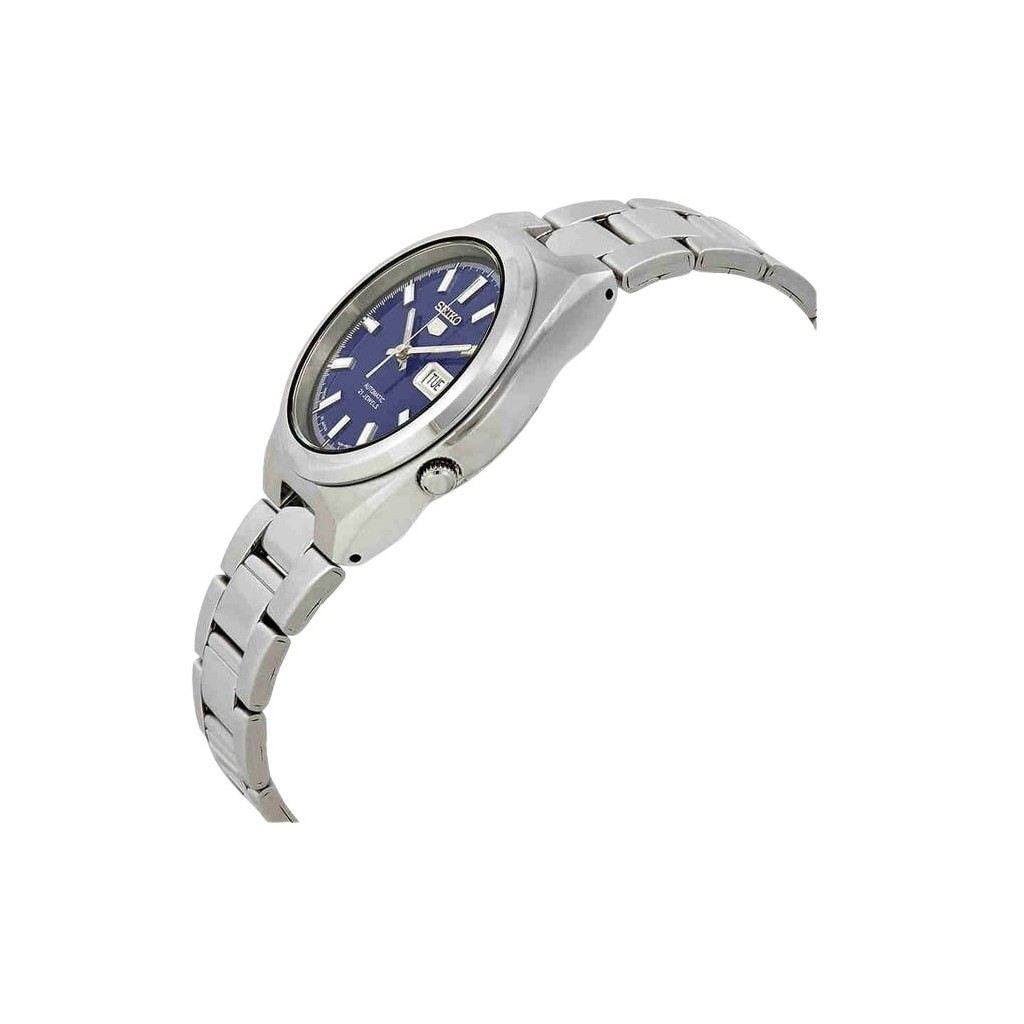 Reloj para hombre Seiko 5 Date-Day de acero inoxidable con esfera azul y 21 joyas automático SNKC51J1