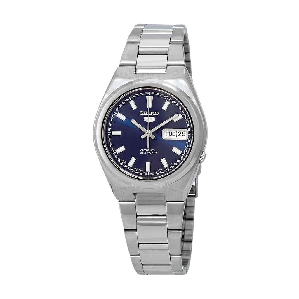 Seiko 5 Date-Day Stainless Steel Blue Dial 21 Jewels Automatic SNKC51J1 นาฬิกาข้อมือผู้ชาย